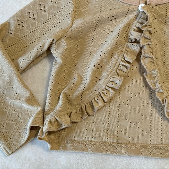 Kids Tan Ruffle Cardigan - Picture 2 of 2